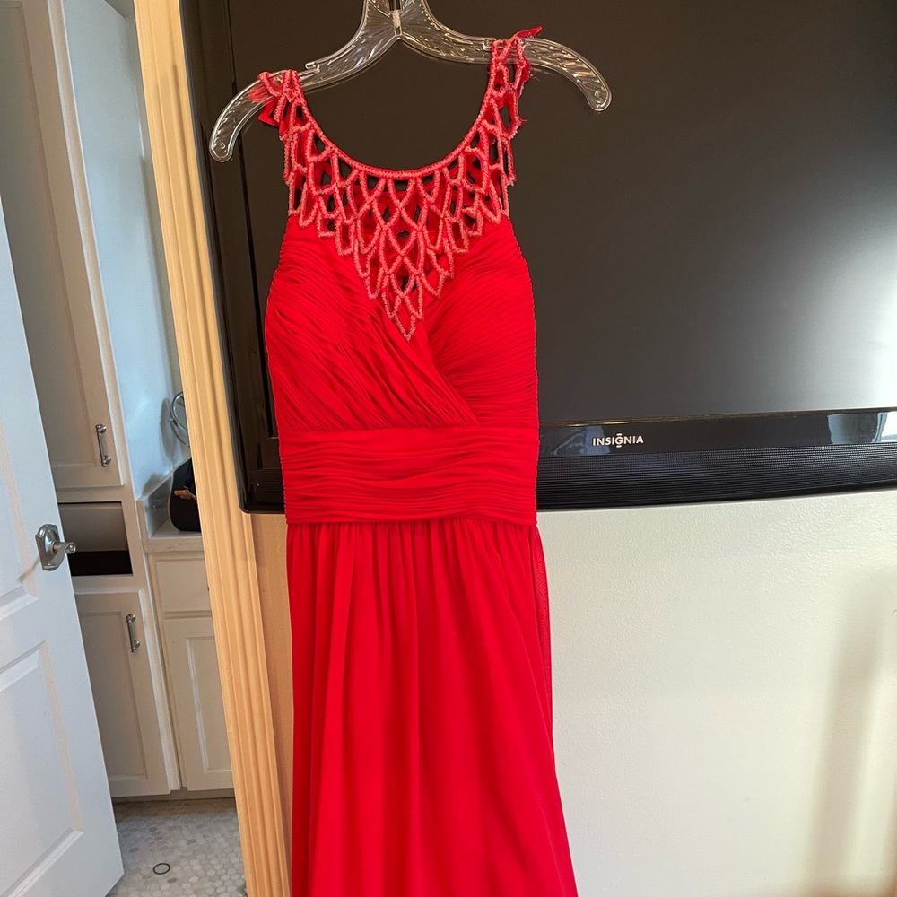 Red Beaded Ball Gown